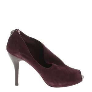 Max Studio Burgundy Suede Peep Toe Pumps Heels 100% Leather Size 9M